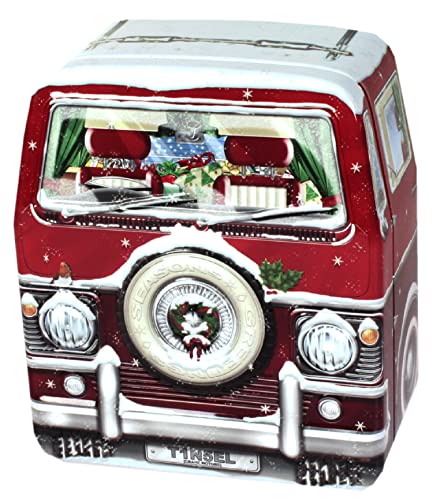 Lenzbach Blechdose Bus Camper Weihnachten rot 11 cm Keksdose Deko Box Auto Van (rot) von Lenzbach