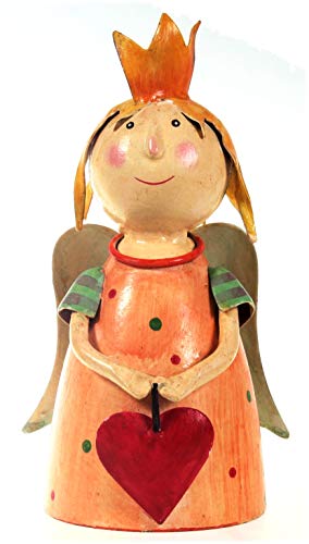 Lenzbach Zaunhocker Prinzessin mit Herz orange 21 cm Figur aus Blech Metall Garten Deko Garten Balkon Dekofigur Pfostenhocker von Lenzbach