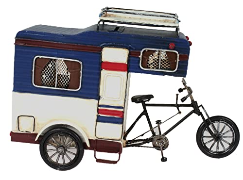 Wohnwagen Fahrrad Metall 26 cm mit Spardose und Bilderrahmen Camper Oldtimer Nostalgie Wohnwagen Sparbüchse Velo Rad Vintage Auto Caravan Camping Reise Gutschein von Lenzbach