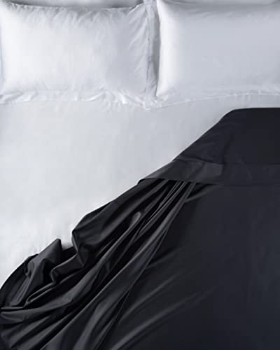 LENZUOLISSIMI - Bettlaken für Doppelbett, aus Satin-Baumwolle, Fadenzahl 300, 270 x 290 cm, hergestellt in Italien, Anthrazitgrau von Lenzuolissimi