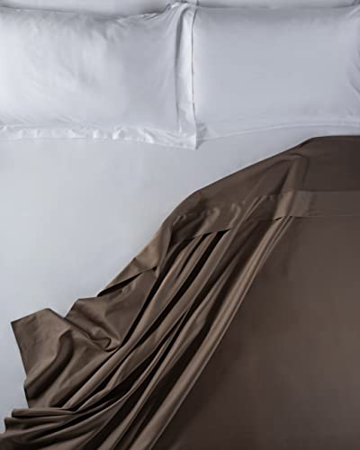 LENZUOLISSIMI - Bettlaken für Doppelbett, aus Satin-Baumwolle, Fadenzahl 300, 270 x 290 cm,, Braun von Lenzuolissimi