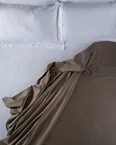 LENZUOLISSIMI - Bettlaken für Doppelbett, aus Satin-Baumwolle, Fadenzahl 300, 270 x 290 cm, hergestellt in Italien – Bronze von Lenzuolissimi