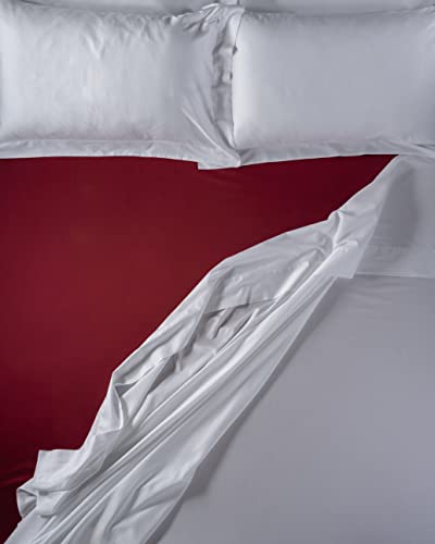 LENZUOLISSIMI - Bettwäsche aus Satin-Baumwolle, Fadenzahl 300, für Doppelbett, 160 x 200 cm, Bordeaux von Lenzuolissimi