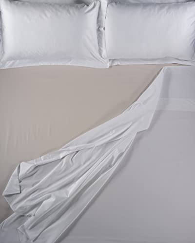 LENZUOLISSIMI - Bettwäsche aus Satin-Baumwolle, Fadenzahl 300, für Doppelbett, 160 x 200 cm,, Hellbeige von Lenzuolissimi