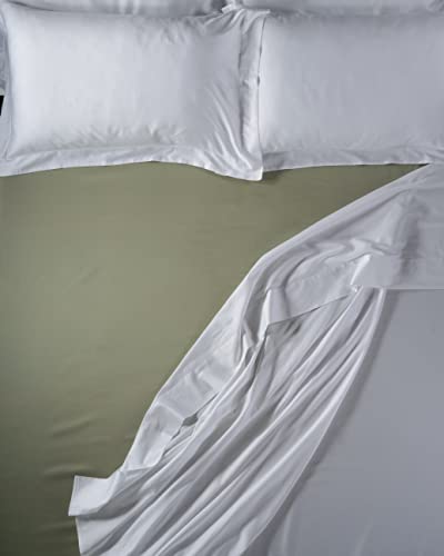 LENZUOLISSIMI - Bettwäsche aus Satin-Baumwolle, Fadenzahl 300, für Doppelbett, 160 x 200 cm,, Salbeigrün von Lenzuolissimi