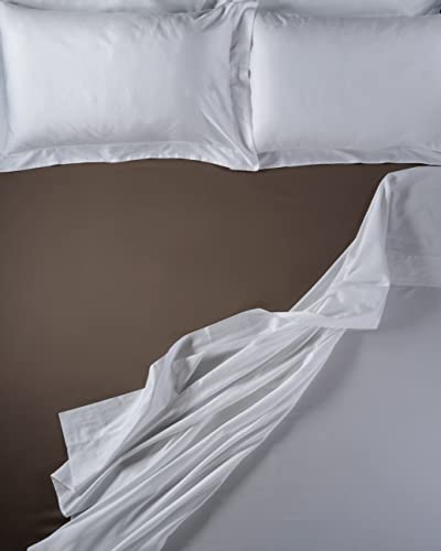 LENZUOLISSIMI - Bettwäsche aus Satin-Baumwolle, Fadenzahl 300, für Doppelbett, 180 x 200 cm,, braun von Lenzuolissimi