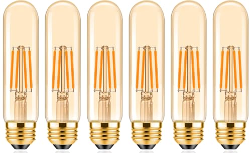 Leo's Light 4W LED Edison Lampe T10 LED Filament Lampe Dekorative Glühbirnen E27, ersetzt 40 Watt, 400 Lumen, 2300K Warmweiß, für Hängelampe Wandleuchte Pendelleuchte 6er Pack (Amber, T10) von Leo's Light