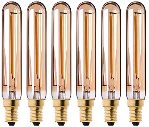 Leo's Light E14 LED Edison Lampe T20 Lange Röhren LED Lampe Dekorative Glühbirnen Dimmbar 1W(10W Halogenlampe Ersetzen) 120mm 100LM, 2200K Warmweiß für Hängeleuchten Wandleuchten 6 Stück (Amber, 1W) von Leo's Light