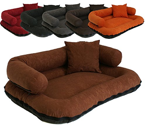 Leo4dog. Sofa Alova. M L XL XXL XXXL 6 Farben Hundebett, Hundekissen, Hundesofa,Hundekorb. (L-100X80, Dunkelbraun) von Leo4dog