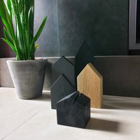 5Er Set Holzhäuser Deko Häuser Haus Holz Farbvariationen von LeoKraftStudio