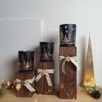 Kerzenständer Holzbalken Säule | Handmade Massivholz Schwarz/Braun/Gebleicht von LeoKraftStudio