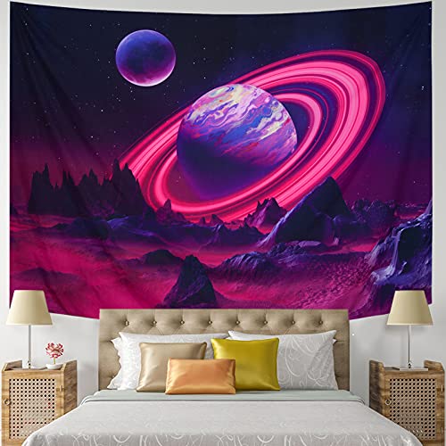 Leofanger Trippy Planet Wandbehang, psychedelische Bergwandkunst, Galaxie, Weltraum, Wandteppich, Sternenhimmel, Wanddekoration (150,1 x 199,9 cm) von Leofanger