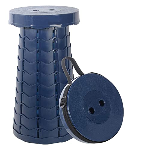 Leogreen Tragbarer Teleskophocker, Klapphocker, Tragbarer Campinghocker, Faltbar Hocker Camping zum Angeln Grill Camping Gartenarbeit drinnen Küche Max Last 150KG, Navy blau von Leogreen