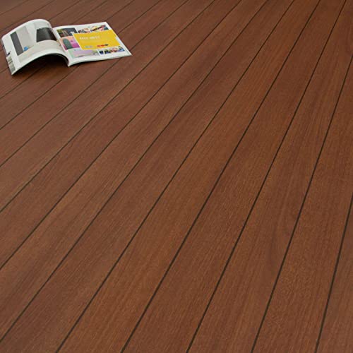 Bodenmaster PVC Bodenbelag Schiffsboden Bootsdeck Teak Rot Endlos mit Textilrücken 536 (Breite: 200 cm x Länge: 650 cm) von Leoline