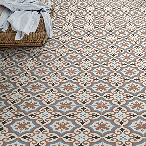 Bodenmaster PVC Bodenbelag Retro Fliese Alhambra Rot mit Textilrücken (Breite: 300 cm x Länge: 450 cm) von Leoline