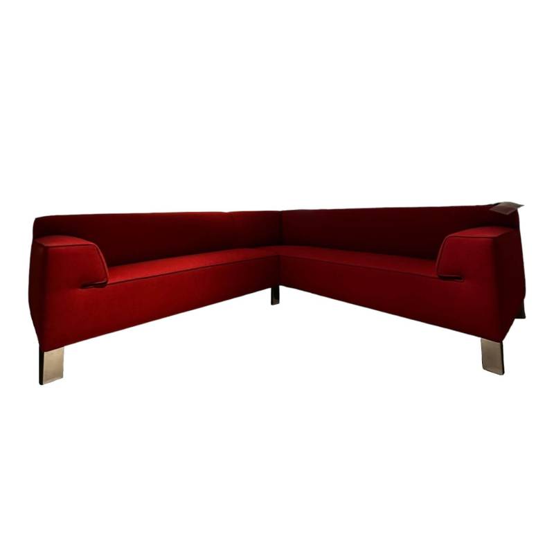Ecksofa Pode Insert Stoff Tonica 611 Rot Füße Aluminium Chrom von Leolux