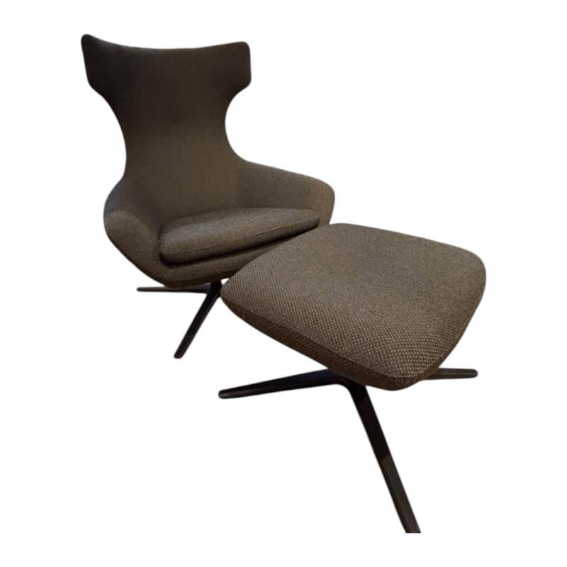 Sessel Caruzzo Plus Stoff Apollo Dunkelgrau Braun Drehgestell Schwarz Lackiert I... von Leolux