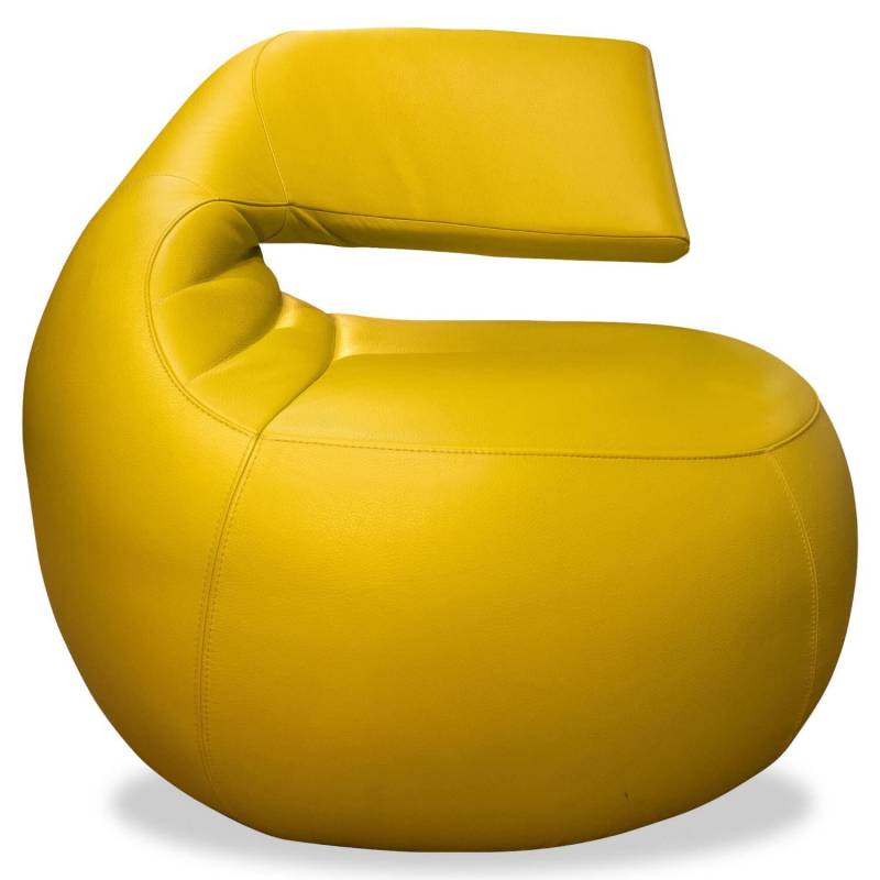 Sessel Gisa Leder Senso Lime Gelb 360° Drehbar auf Drehteller mit Kugellagern von Leolux