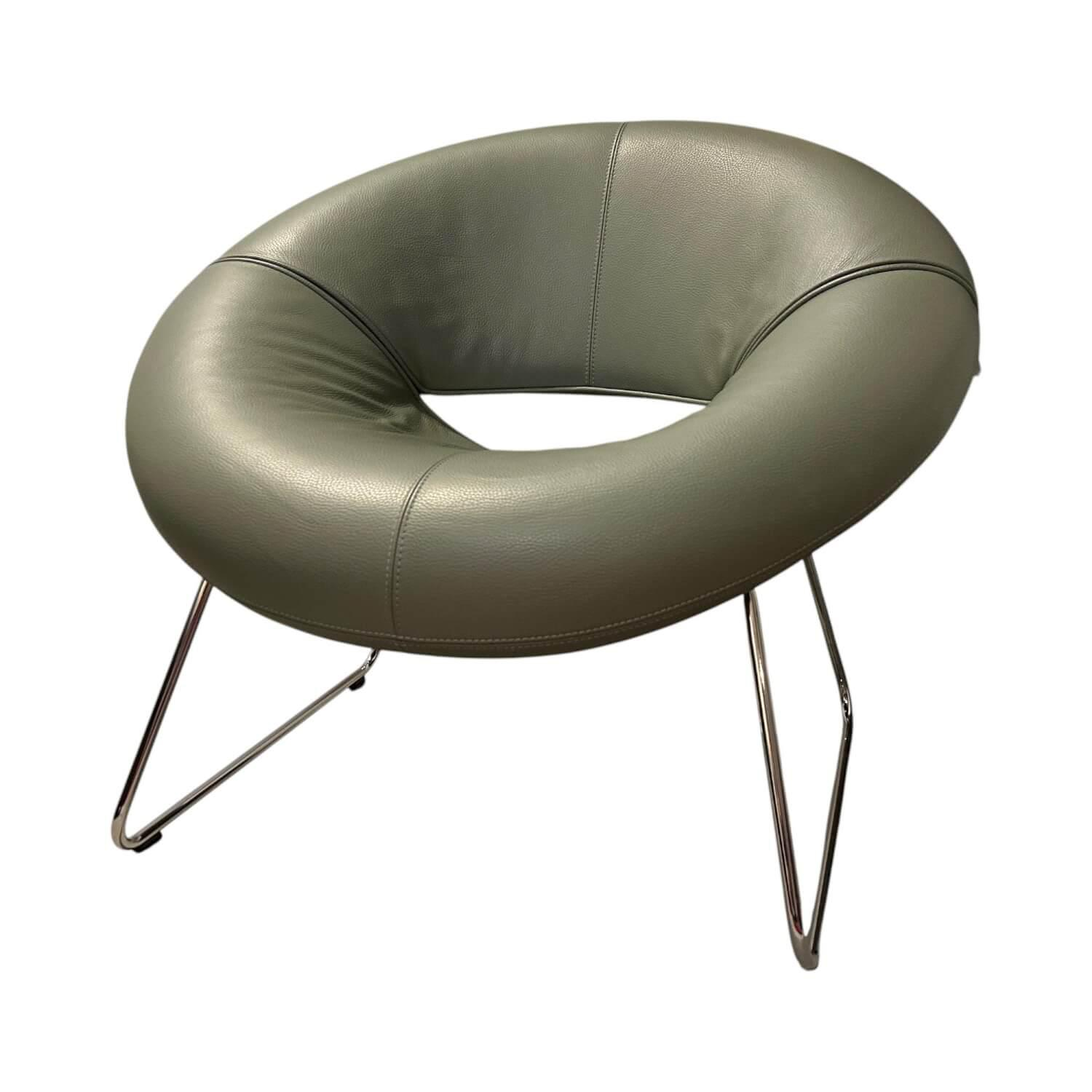 Sessel Mimas Leder 51869 Senso 6110 Olivine Grün Gestell Metall Verchromt von Leolux