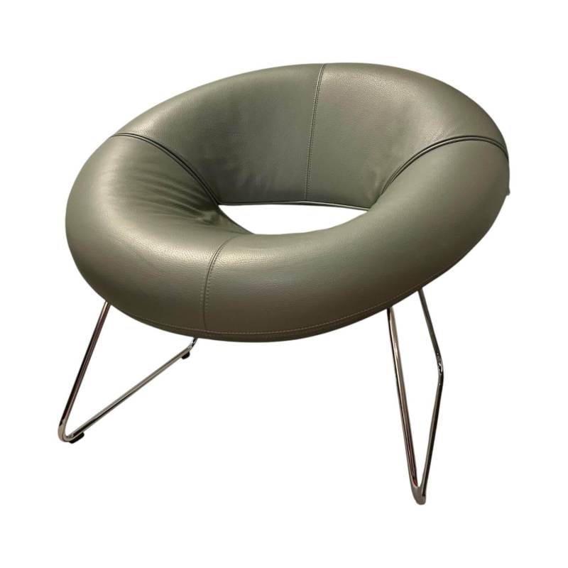 Sessel Mimas Leder 51869 Senso 6110 Olivine Grün Gestell Metall Verchromt von Leolux