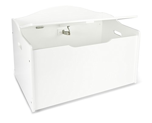 Leomark Kinderbank Hölzerne - Classic White XL - Kindertruhenbank, Behälter für Spielzeug, Truhe für Kinderzimmer, Kindermöbel, Sitzbank Höhe: 46 cm von Leomark