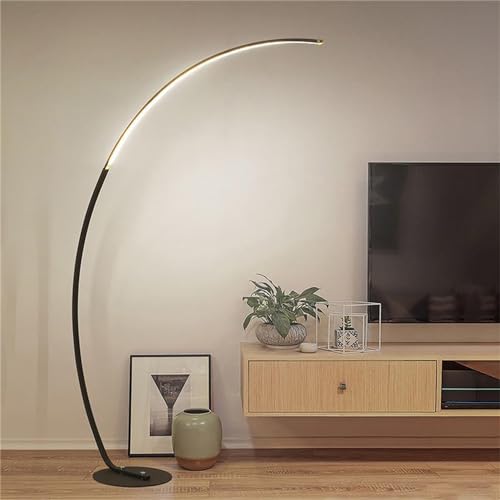 Leomix Dimmbare LED-Stehleuchte Mit 3 Farbtemperaturen,Ultrahelle Bogen-Stehlampen Für Wohnzimmer,Moderne Stehlampe Mit Fußschalter Lese-Stehlampe Für Schlafzimmer, Büro, Klassenzimmer,Schwarz von Leomix
