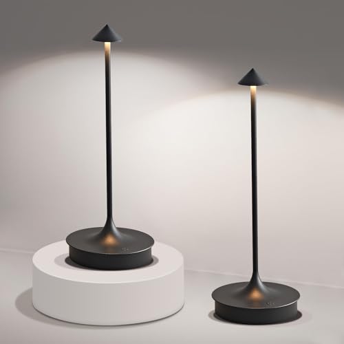 Leomix Kabellos LED Tischleuchte Kabellose Akku Tischlampe Aufladbar 4000mAh Tischlampe Touch Dimmbar Outdoor Tischlampe IP54 Wasserdicht für Restaurant/Bar/Garten/Balkon/Esstisch von Leomix