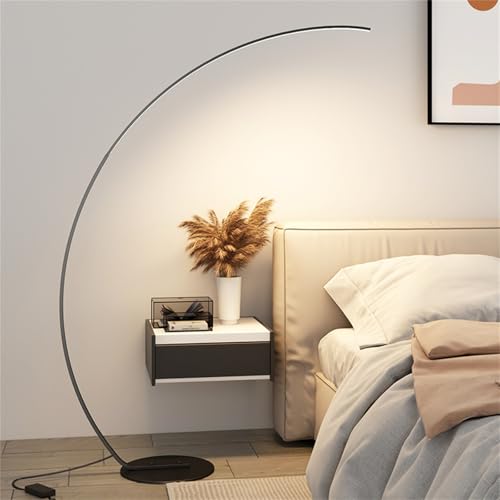 Leomix Moderne LED-Stehlampe Mit 3 Farbtemperaturen, Bogen-Stehlampe Für Wohnzimmer, Hohe Stehlampe, Lese-Stehlampe Für Schlafzimmer Und Büro,Schwarz von Leomix