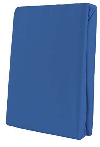 Leonado Vicent - Classic Spannbettlaken Bettlaken 100% Baumwolle Jersey Spannbetttuch in vielen Farben & Größen, Maße Spannbettlaken:120 x 200 cm - 130 x 200 cm, Farbe Spannbettlaken:Blau von Leonado Vicenti