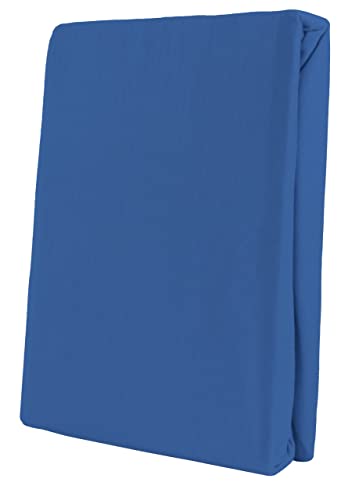 Leonado Vicent - Classic Spannbettlaken Bettlaken 100% Baumwolle Jersey Spannbetttuch in vielen Farben & Größen, Maße Spannbettlaken:140 x 200 cm - 160 x 200 cm, Farbe Spannbettlaken:Blau von Leonado Vicenti