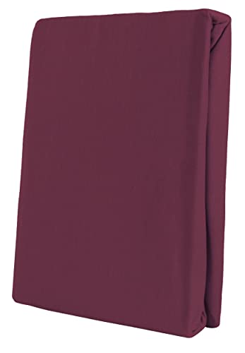Leonado Vicent - Classic Spannbettlaken Bettlaken 100% Baumwolle Jersey Spannbetttuch in vielen Farben & Größen, Maße Spannbettlaken:200 x 200 cm - 200 x 220 cm, Farbe Spannbettlaken:Bordeaux von Leonado Vicenti