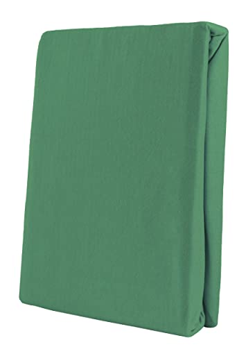 Leonado Vicent - Classic Spannbettlaken Bettlaken 100% Baumwolle Jersey Spannbetttuch in vielen Farben & Größen, Maße Spannbettlaken:120 x 200 cm - 130 x 200 cm, Farbe Spannbettlaken:Grün von Leonado Vicenti