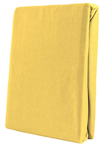 Leonado Vicent - Classic Spannbettlaken Bettlaken 100% Baumwolle Jersey Spannbetttuch in vielen Farben & Größen, Maße Spannbettlaken:140 x 200 cm - 160 x 200 cm, Farbe Spannbettlaken:Gelb von Leonado Vicenti