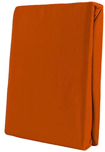 Leonado Vicent - Classic Spannbettlaken Bettlaken 100% Baumwolle Jersey Spannbetttuch in vielen Farben & Größen, Maße Spannbettlaken:180 x 200 cm - 200 x 200 cm, Farbe Spannbettlaken:Orange von Leonado Vicenti