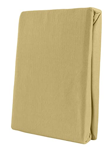 Leonado Vicent - Classic Spannbettlaken Bettlaken 100% Baumwolle Jersey Spannbetttuch in vielen Farben & Größen, Maße Spannbettlaken:200 x 200 cm - 200 x 220 cm, Farbe Spannbettlaken:Beige von Leonado Vicenti