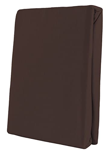 Leonado Vicent - Classic Spannbettlaken Bettlaken 100% Baumwolle Jersey Spannbetttuch in vielen Farben & Größen, Maße Spannbettlaken:200 x 200 cm - 200 x 220 cm, Farbe Spannbettlaken:Braun von Leonado Vicenti
