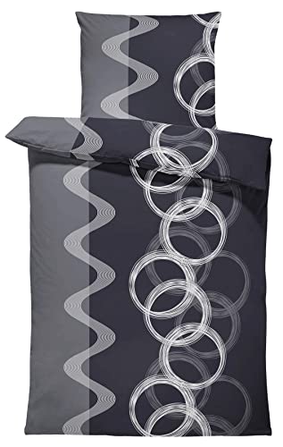 Leonado-Vicenti 2 TLG Bettwäsche 135 x 200 cm grau schwarz Garnitur Reißverschluss von Leonado Vicenti