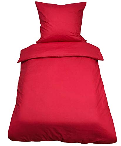 Leonado-Vicenti 2 teilige Uni Bettwäsche 135 x 200 cm rot Einfarbig Renforce Baumwolle Garnitur von Leonado Vicenti