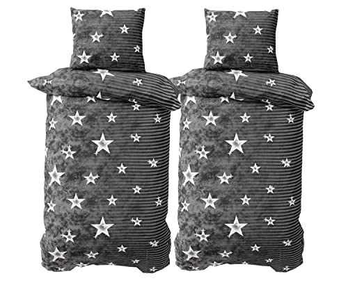 Leonado Vicenti 4 TLG Bettwäsche 135 x 200 cm Bettwäsche-Set Mikrofaser Leicht Sternemuster Anthrazit Grau Knitterfrei Pflegeleicht Leonado Vicenti 4 TLG Bettwäsche 135 x 200 cm Bettwäsche-Set Mikrofaser Leicht Sternemuster Anthrazit Grau Knitterfrei Pflegeleicht von Leonado Vicenti