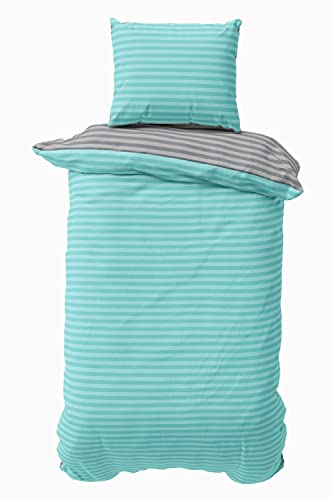 Leonado Vicenti Baumwolle Bettwäsche-Set 155x200 Komfortgrösse Petrol Gestreift Wendebettwäsche 80x80 Kissenbezug mit Reissverschluss Leonado Vicenti Baumwolle Bettwäsche-Set 155x200 Komfortgrösse Petrol Gestreift Wendebettwäsche 80x80 Kissenbezug mit Reissverschluss von Leonado Vicenti