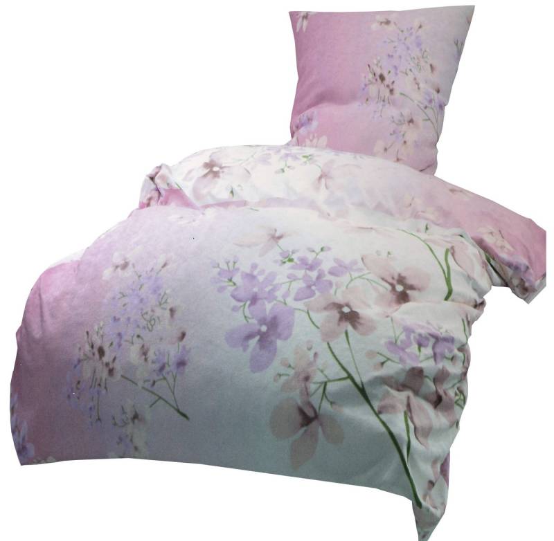 Leonado Vicenti Bettwäsche 135x200 samtig weich Velours, Microfaser, 4 teilig, Geblümt, Blumen Design in Rosa Weiß von Leonado Vicenti