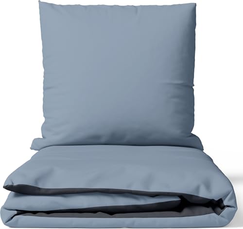 Leonado Vicenti Bettwäsche Baumwolle 200x200 cm Silber Grau Uni Einfarbig Set Schlafzimmer Garnitur Wendebettwäsche Bezug Decke mit verdecktem Reißverschluss von Leonado Vicenti