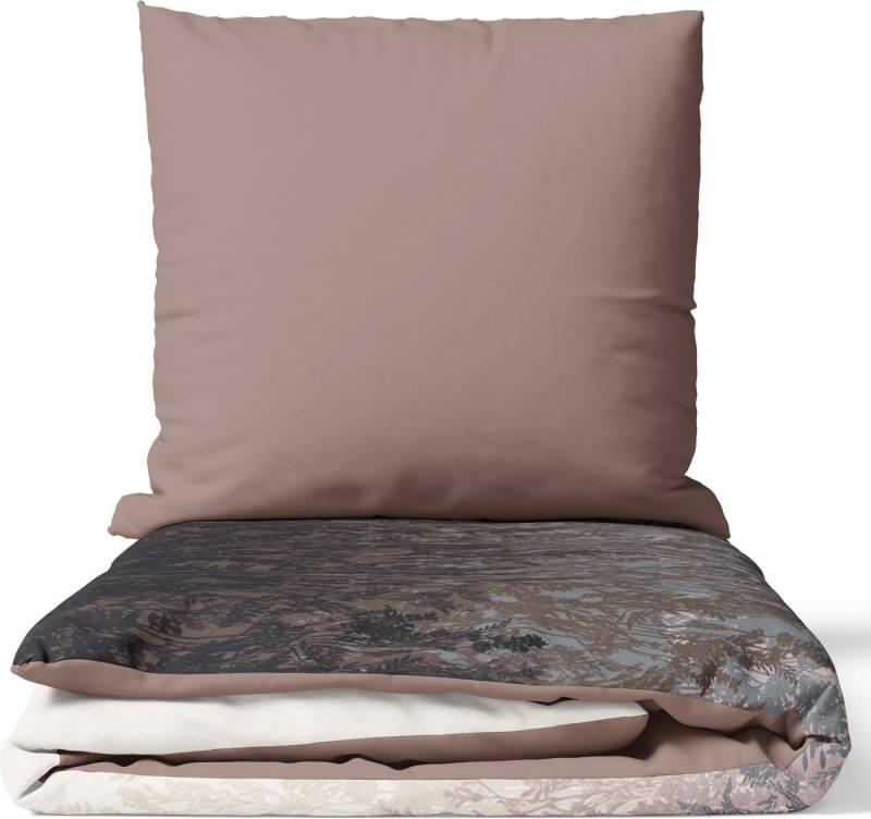 Leonado Vicenti Bettwäsche Baumwolle fein gewebt, Baumwolle, 2 teilig, florales Design mit sanftem Farbverlauf in beige braun schwarz von Leonado Vicenti