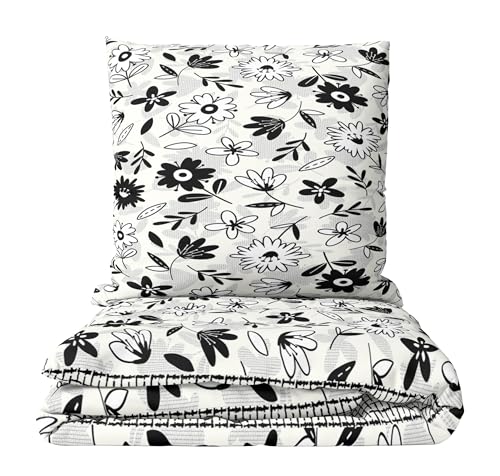 Leonado Vicenti Bettwäsche Set 4 teilig Renforcé Baumwolle 135x200 cm Blumen Design Wendeseite Kariert Grau Schwarz Weiß Weich Atmungsaktiv Reißverschluss Leonado Vicenti Bettwäsche Set 4 teilig Renforcé Baumwolle 135x200 cm Blumen Design Wendeseite Kariert Grau Schwarz Weiß Weich Atmungsaktiv Reißverschluss von Leonado Vicenti