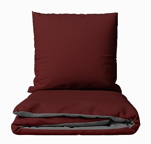 Leonado Vicenti Mikrofaser Bettwäsche - Set Premium Qualität 200x200 Deckenbezug 2 Kissenbezug 80x80 cm Uni Einfarbig Grau Bordeaux Ehebett mit Reissverschluss von Leonado Vicenti