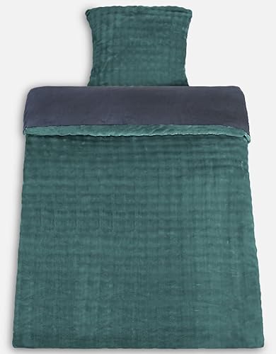 Leonado Vicenti Plüsch Bettwäsche 135x200 cm + 80x80 cm Bubble Cashmere Touch extra warm, Winter – Grün von Leonado Vicenti
