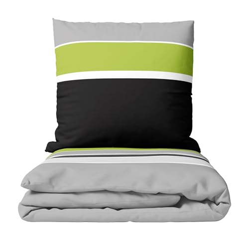 Leonado Vicenti Renforcé Bettwäsche Set Baumwolle 155x220 cm Streifen Design Grün mit Reißverschluss weich hautfreundlich 4 Jahreszeiten Leonado Vicenti Renforcé Bettwäsche Set Baumwolle 155x220 cm Streifen Design Grün mit Reißverschluss weich hautfreundlich 4 Jahreszeiten von Leonado Vicenti