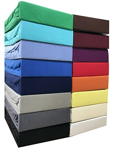 Leonado Vicenti Spannbettlaken 100% Baumwolle Jersey Spannbetttuch Bettlaken Farben Größen wählbar ÖKO TEX Standard 100, Weiß, 140 x 200 cm -160 x 200 cm von Leonado Vicenti
