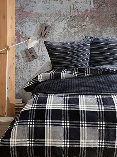 Leonado Vicenti Teddy Plüsch Bettwäsche 135 x 200 cm warme Winter Cashmere Touch Fleece Wendebettwäsche Schwarz Grau Kariert Leonado Vicenti Teddy Plüsch Bettwäsche 135 x 200 cm warme Winter Cashmere Touch Fleece Wendebettwäsche Schwarz Grau Kariert von Leonado Vicenti