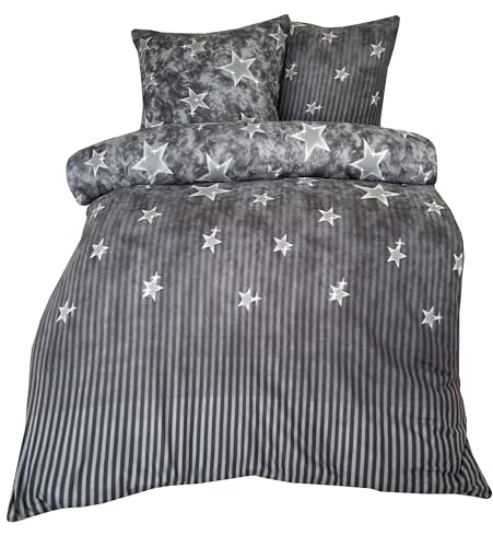 Leonado Vicenti - Winter Bettwäsche Sterne Grau Galaxy Thermofleece gestreift modern Schlafzimmer Garnitur Set Bezug Decke 135x200 / 155x220 / 200x200 / 200x220 / 240x220 Leonado Vicenti - Winter Bettwäsche Sterne Grau Galaxy Thermofleece gestreift modern Schlafzimmer Garnitur Set Bezug Decke 135x200 / 155x220 / 200x200 / 200x220 / 240x220 von Leonado Vicenti